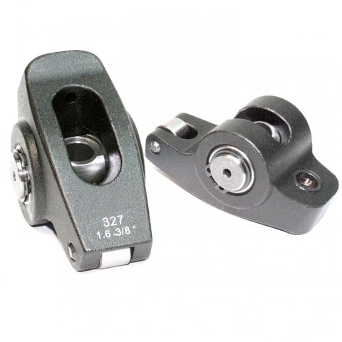 Rocker Arm - Pro Series Billet - 3/8 in Stud Mount - 1.60 Ratio - Full Roller - Aluminum - Black Anodized - Small Block Chevy - Set of 16