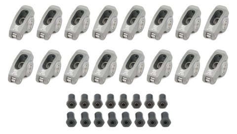 Rocker Arm - Pro Series Billet - 3/8 in Stud Mount - 1.60 Ratio - Full Roller - Aluminum - Clear Anodized - Small Block Chevy - Set of 16