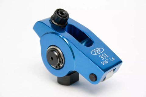 Rocker Arm - Sportsman - 5/16 in Pedestal Mount - 1.60 Ratio - Full Roller - Aluminum - Blue Anodized - Small Block Ford - Set of 16