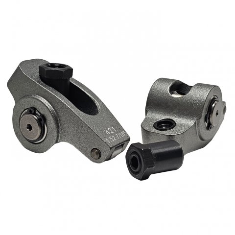 Rocker Arm - Pro Series Billet - 7/16 in Stud Mount - 1.52 Ratio - Full Roller - Aluminum - Black Anodized - Pontiac V8 - Set of 16