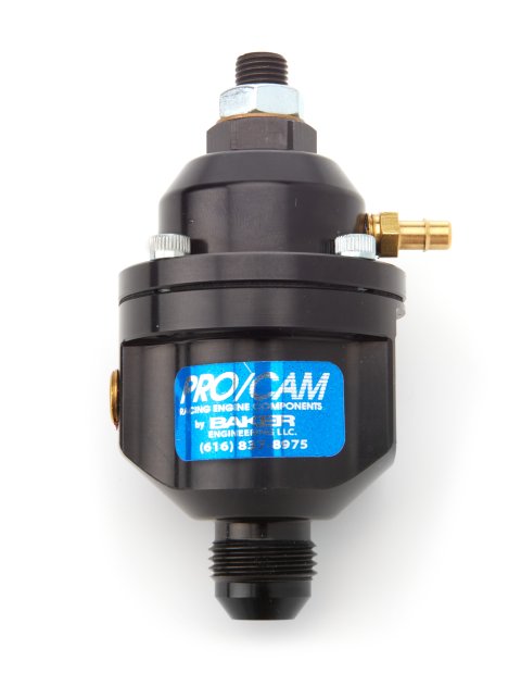 Fuel Pressure Regulator - Adjustable - 3-11 PSI - 8 AN Female O-Ring Inlet - 8 AN Female O-Ring Return - 1/8 in NPT Port - Aluminum - Black Anodized - Gas / E85 - Each