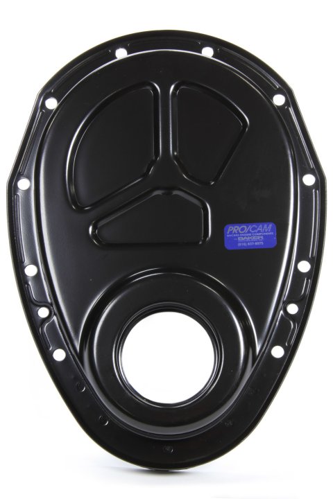 Timing Cover - 1-Piece - Steel - Black Paint - Small Block Chevy - Each