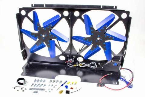 Electric Cooling Fan - Cool-Pack - Dual 16 in Fan - Puller - 5900 CFM - 12V - Paddle Blade - 34 x 17 in Tall - Aluminum - GM Fullsize SUV / Truck 1988-2003 - Kit