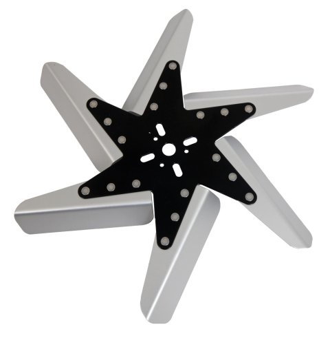 Mechanical Cooling Fan - Turbo-Flex - Flex Fan - 6 Blade - 5/8 in Pilot - Universal Bolt Pattern - Steel Hub / Aluminum Blades - Clear Anodized / Black Center - Each