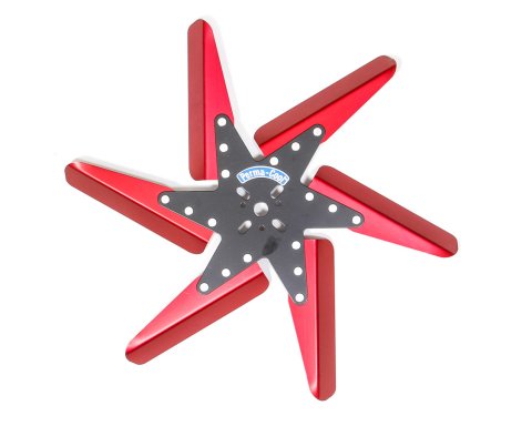 Mechanical Cooling Fan - Flex Fan - 18 in Fan - 6 Blade - 5/8 in Pilot - Universal Bolt Pattern - Steel Hub / Aluminum Blades - Red Anodized / Black Center - Each