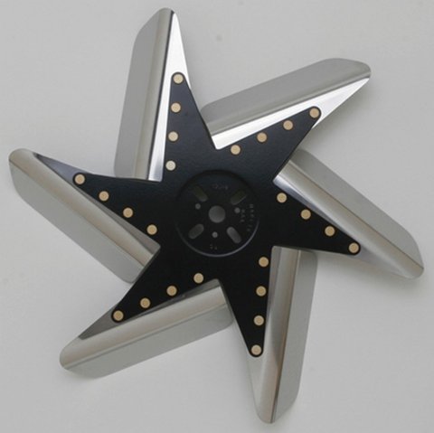 Mechanical Cooling Fan - Turbo Flex - 17 in Fan - 6 Blade - 5/8 in Pilot - Universal Bolt Pattern - Steel Hub / Stainless Blades - Polished / Black Center - Each