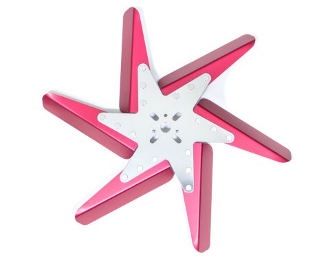 Mechanical Cooling Fan - Flex Fan - 17 in Fan - 6 Blade - 5/8 in Pilot - Universal Bolt Pattern - Steel Hub / Aluminum Blades - Red Anodized / Chrome Center - Each