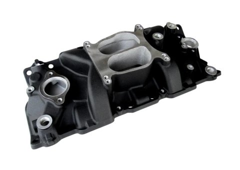 Intake Manifold - Cyclone - Spread Bore - Dual Plane - Rectangle Port - Aluminum - Black Paint - Small Block Chevy - Each