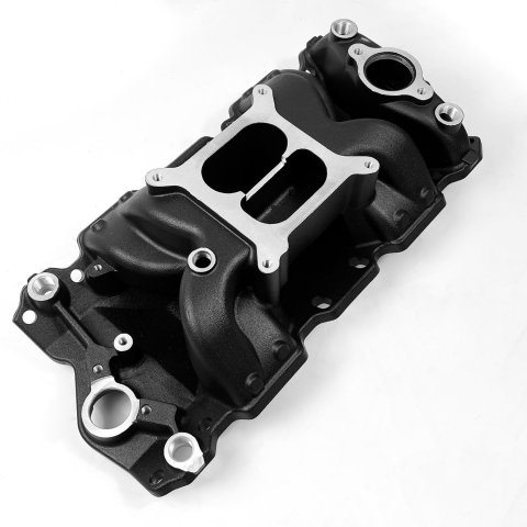 Intake Manifold - Crosswind - Square Bore - Dual Plane - Rectangle Port - Aluminum - Black Paint - Small Block Chevy - Each