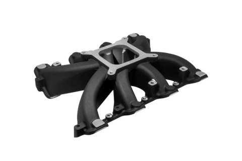 Intake Manifold - Hurricane - Square Bore - Single Plane - Cathedral Port - Aluminum - Black Paint - GM LS-Series - Each