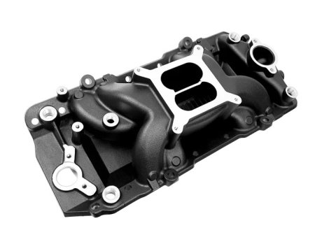 Intake Manifold - Crosswind - Square Bore - Dual Plane - Oval Port - Aluminum - Black Paint - Big Block Chevy - Each