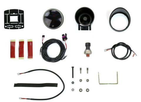 Oil Pressure Gauge - JDM - 0-150 psi - Electric - Analog / Digital - Full Sweep - 2-1/16 in Diameter - Black Face - Blue / Red / White LED - Each