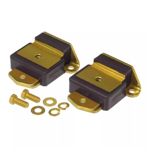 Motor Mount - Bolt-On - Polyurethane Bushings - Steel - Cadmium Plated / Black - Chevy V8 / Inline-6 - GM Fullsize SUV / Truck / Van 1963-72 - Kit