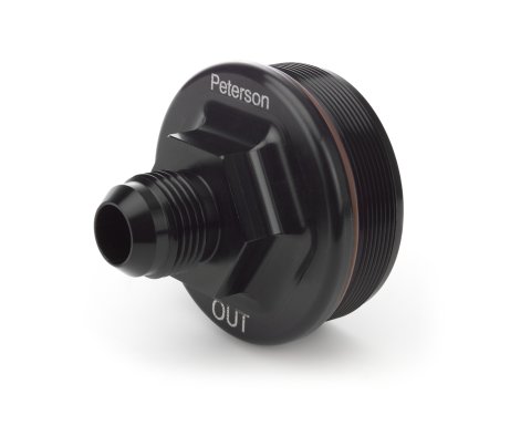 Fuel Filter End Cap - 10 AN Male Inlet - Aluminum - Black Anodized - Peterson Fuel Filters - Each