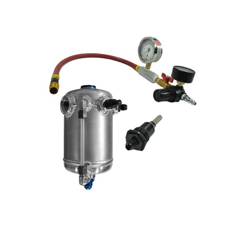 Pressure Can - 40 oz - 8 AN Male Outlet - External Sight Gauge - Check Valve / Water Pressure Setting Tool Included - Aluminum - Natural - Kit