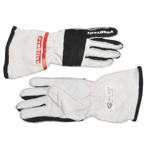 Driving Gloves - SFI 3.3/5 - Double Layer - Pro Reverse Stitch - Nomex - White / Black - Large - Pair