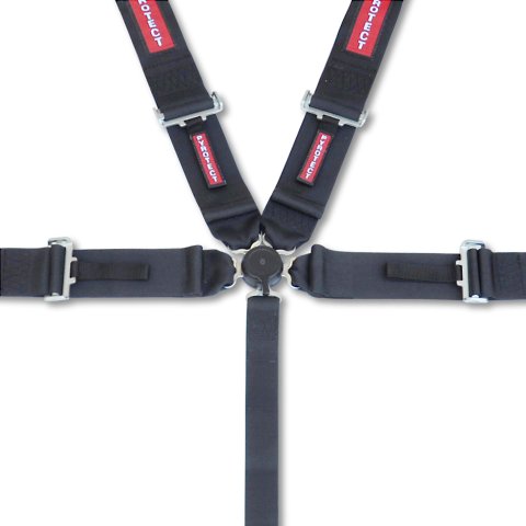 Harness - 5 Point - Camlock - SFI 16.1 - 50 in Length - Pull Down Adjust - Bolt-In / Wrap Around - Individual Harness - HANS Ready - Black - Kit
