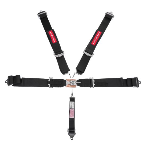 Harness - Ultra-Light - 5 Point - Latch and Link - SFI 16.1 - 50 in Length - Pull Down Adjust - Bolt-In / Wrap Around - Individual Harness - Black - Kit