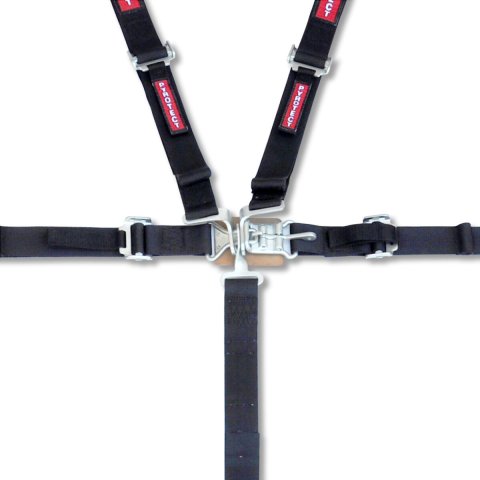 Harness - 5 Point - Latch and Link - SFI 16.1 - 36 in Length - Pull Down Adjust - Bolt-In / Wrap Around - Individual Harness - Black - Kit
