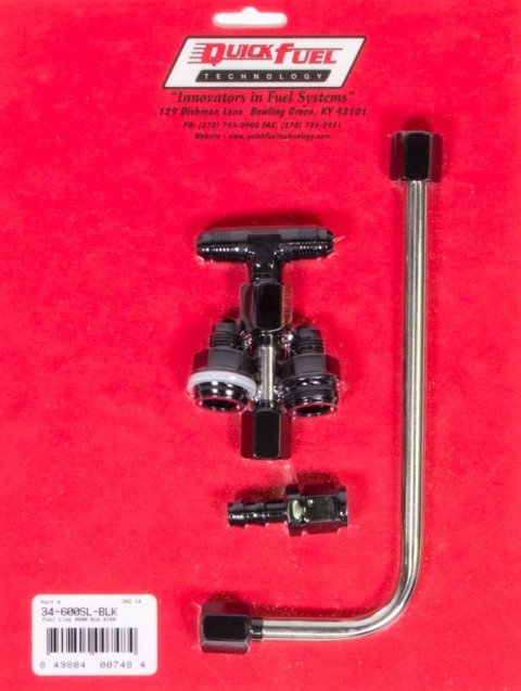 Carburetor Fuel Line - 6 AN Male Inlet - Dual 6 AN Female Outlets - Fittings Included - Aluminum / Stainless - Black / Natural - Holley 4160 / Quick Fuel Slayer Series - Kit