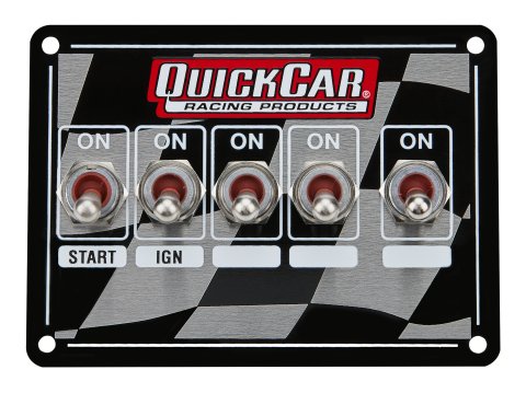 Switch Panel - Dash Mount - 4.125 x 3 in - 4 Toggles / 1 Momentary Toggle - Checkered - Dual Distributor Pickups - Each