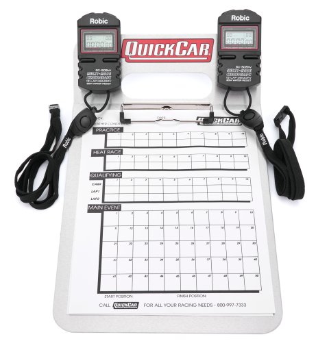 Clipboard Timing System - Dual Robic Stop Watches - Lap / Qualifying Charts - Aluminum Board - Natural - Kit
