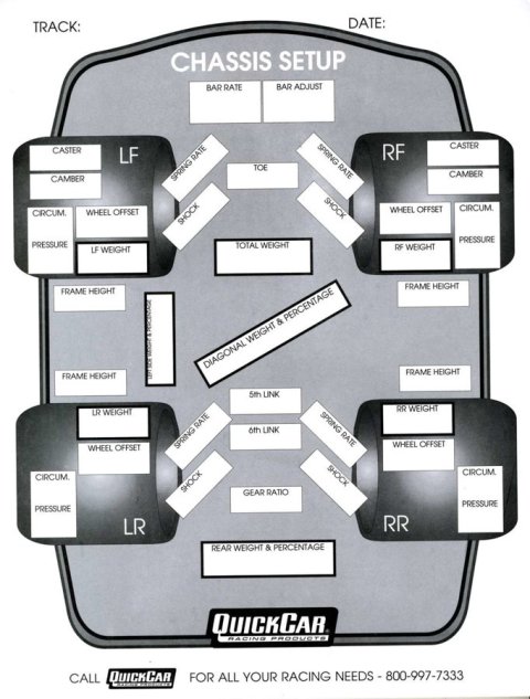 Chassis Setup Chart - 50 Sheet in Pad - Each