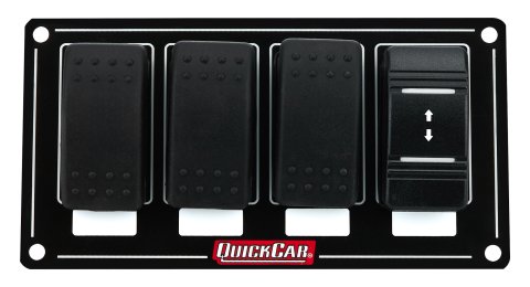 Switch Panel - Dash Mount - 5.75 x 3 in - 3 Rockers / 1 Momentary Rocker - Lighted - Black - Each
