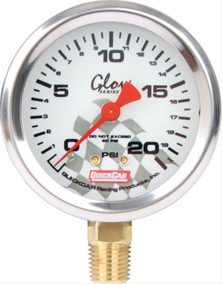 Tire Pressure Gauge Head - 0-20 psi - Glo - Quickcar Tire Pressure Gauges - Each