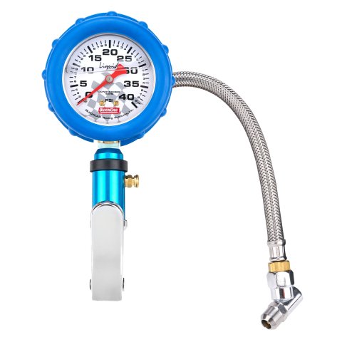 Tire Inflator and Gauge - 0-40 psi - Analog - Liquid Filled - 2-1/4 in Diameter - Silver Face - Each