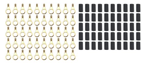 Ring Terminal - 22-18 Gauge Wire - 5/16 in Hole - Heat Shrink Included - Copper - Set of 50