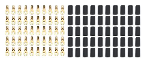 Ring Terminal - 16-14 Gauge Wire - Number 8 Hole - Heat Shrink Included - Copper - Set of 50