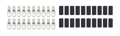 Battery Terminal - 8 Gauge - 5/16 in Eyelet - Heat Shrink Included - Copper - Tin Plated - Set of 20