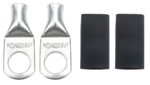 Ring Terminal - 8 Gauge Wire - 3/8 in Hole - Heat Shrink Included - Copper - Tin Plated - Pair