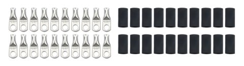 Ring Terminal - 6 Gauge Wire - 1/4 in Hole - Heat Shrink Included - Copper - Tin Plated - Set of 20