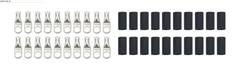 Ring Terminal - 6 Guage Wire - 5/16 in Hole - Heat Shrink Included - Copper - Tin Plated - Set of 20