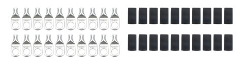 Ring Terminal - 6 Guage Wire - 3/8 in Hole - Heat Shrink Included - Copper - Tin Plated - Set of 20