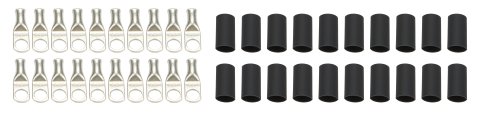Ring Terminal - 6 Guage Wire - 1/2 in Hole - Heat Shrink Included - Copper - Tin Plated - Set of 20