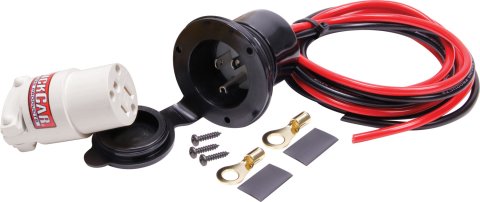 Accessory Plug-In - 110V - Flange Mount - 3-Prong Male Socket - Cover / Terminals / Wires Included - Kit
