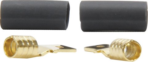 Spade Terminal - Non-Insulated - 12-10 Gauge Wire - Male - Heat Shrink Included - Copper - Pair