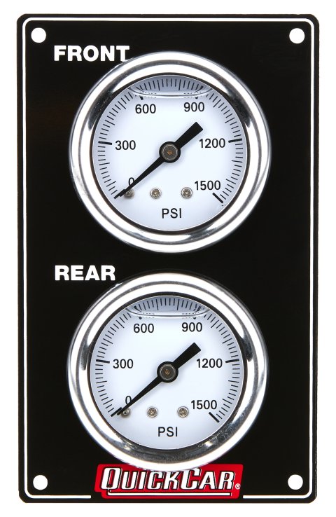 Brake Bias Gauge - Dual Gauge - 0-1000 psi - Mechanical - Analog - 1-1/2 in Diameter - White Face - Vertical Panel - Aluminum - Kit