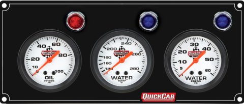 Gauge Panel Assembly - Legend Series - Plain Panel - Oil Pressure / Water Temperature / Water Pressure - 2-5/8 in Diameter - White Face - Warning Light - Kit