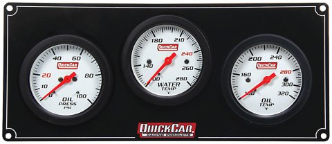 Gauge Panel Assembly - Extreme - Oil Pressure / Oil Temperature / Water Temperature - 2-5/8 in Diameter - White Face - Warning Light - Kit