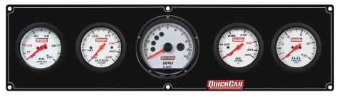 Gauge Panel Assembly - Extreme - Plain Panel - Fuel Pressure / Oil Pressure / Oil Temperature / Water Temperature / Tachometer - 2-5/8 in Diameter - White Face - Warning Light - Kit