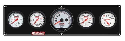 Gauge Panel Assembly - Extreme - Plain Panel - Oil Pressure / Oil Temperature / Water Temperature / Voltmeter / Tachometer - 2-5/8 in Diameter - White Face - Warning Light - Kit