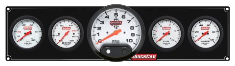Gauge Panel Assembly - Extreme - Plain Panel - Fuel Pressure / Oil Pressure / Water Temperature / Water Pressure / 5 in Tachometer - 2-5/8 in Diameter - White Face - Warning Light - Kit