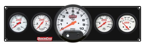 Gauge Panel Assembly - Extreme - Plain Panel - Oil Pressure / Oil Temperature / Water Temperature / Voltmeter / 5 in Tachometer - 2-5/8 in Diameter - White Face - Warning Light - Kit