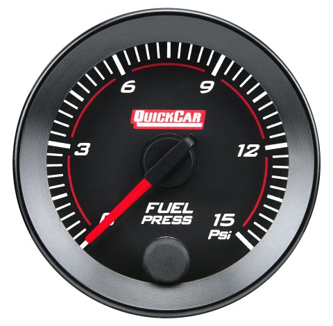 Fuel Pressure Gauge - Redline - 0-15 psi - Electric - Analog - Full Sweep - 2-1/16 in Diameter - Black Face - Each