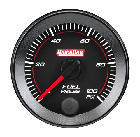 Fuel Pressure Gauge - Redline - 0-100 psi - Electric - Analog - Full Sweep - 2-1/16 in Diameter - Black Face - Each