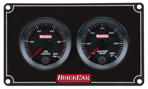 Gauge Panel Assembly - Redline - Oil Pressure / Water Temperature - Black Face - Aluminum - Black - Kit